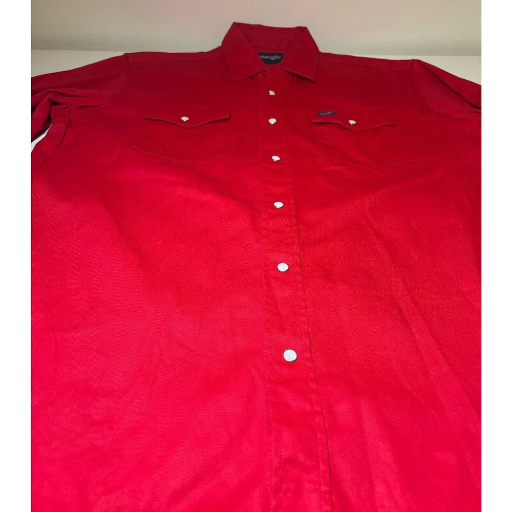 Vintage Men's Wrangler Red Snap Western Shirt | Large